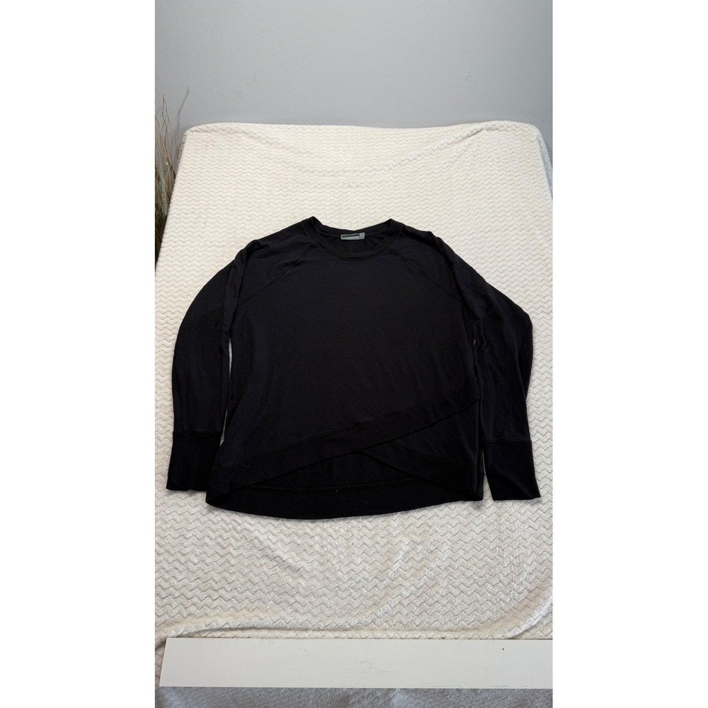 Athleta Womens Black Tulip Hem Raglan Sleeve Modal Sweatshirt Large L 4602